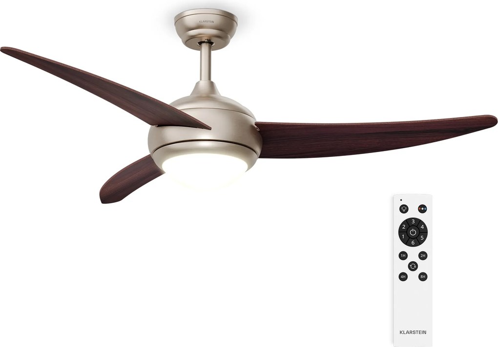 Klarstein El Paso stropný ventilátor so svetlom | 132 cm | 35 W | Tichý chod | Drevo