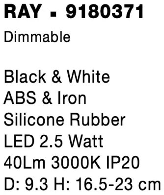 LED stojaca lampa Ray 9.3 čierne
