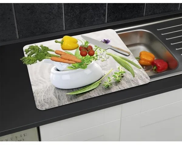 WENKO 2712940500 - Krycia doska ABDECKPLATTE - Vhodná pre potraviny, 56x50 cm, pestrofarebná/priehľadná