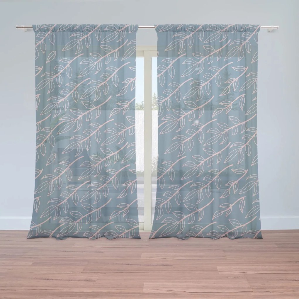 Sablio Záclony Ružové maľované lístky: 2ks 150x250cm