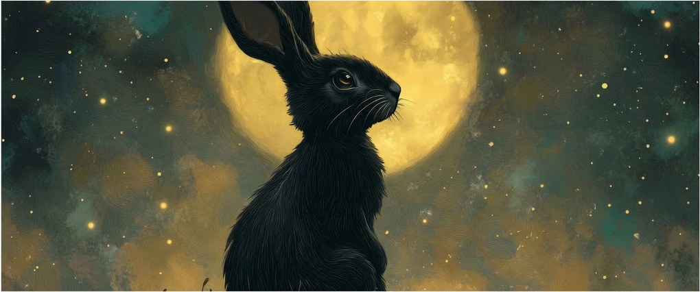 Obraz - Zajac s mesiacom (120x50 cm)