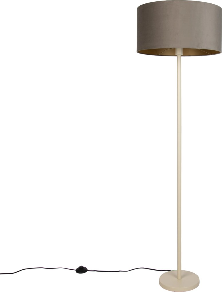 Japandi stojaca lampa béžová s taupe tienidlom a zlatým interiérom 50cm - Simplo