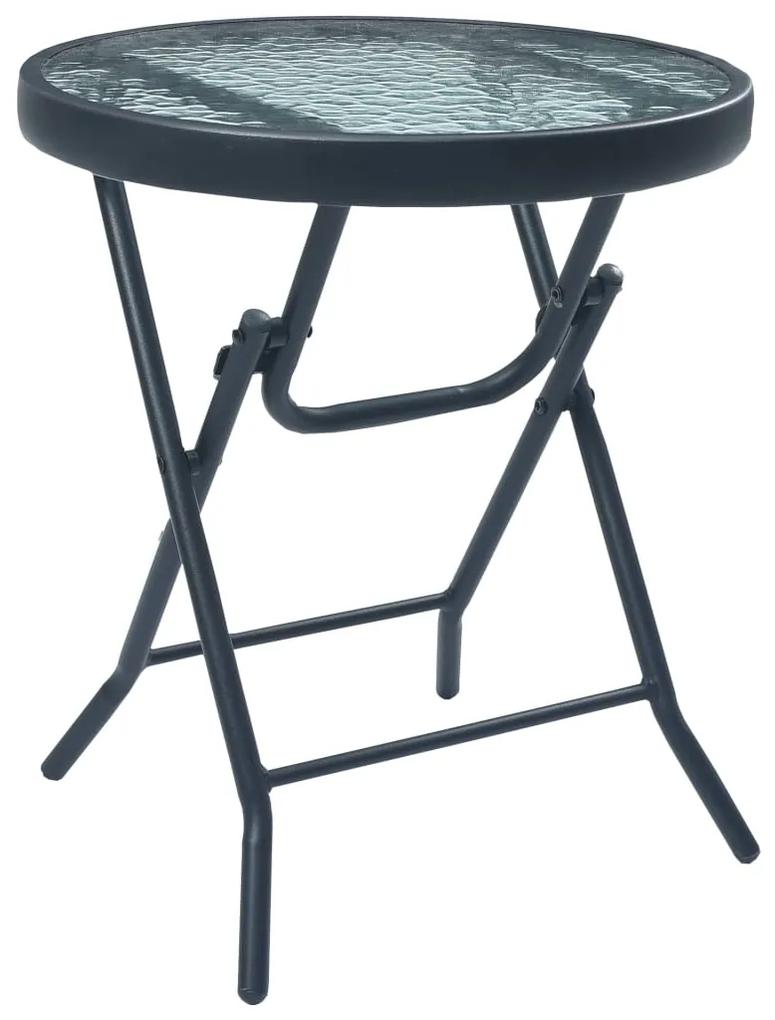 vidaXL Bistro stolík, čierny 40x46 cm, oceľ a sklo