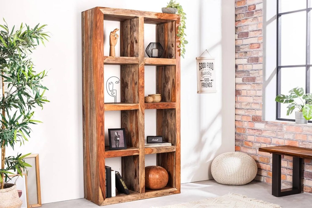 Dizajnový regál Timber 180 cm Sheesham dymový