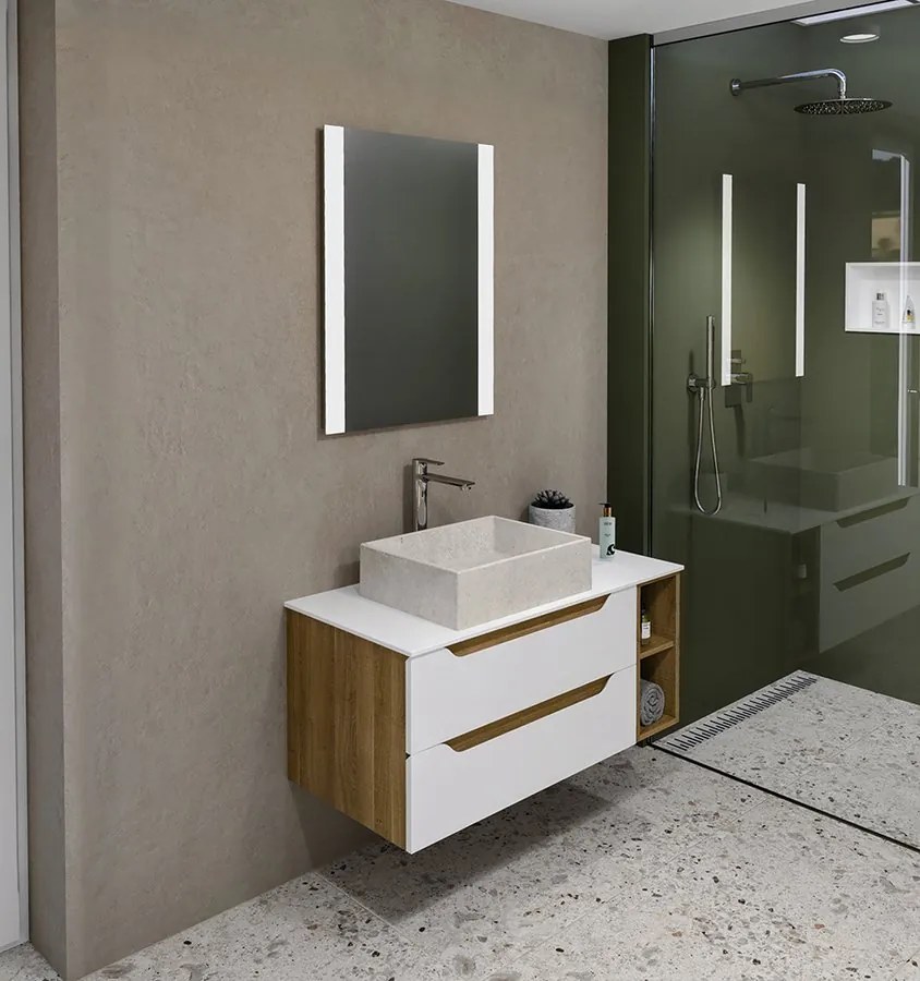 Sapho Sapho, WAVE dvojumývadlová skrinka 149,7x50x47,8cm, biela/dub cuneo, WA150-3025