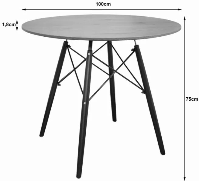 Jedálenský stôl EDDIE 100 cm jaseň