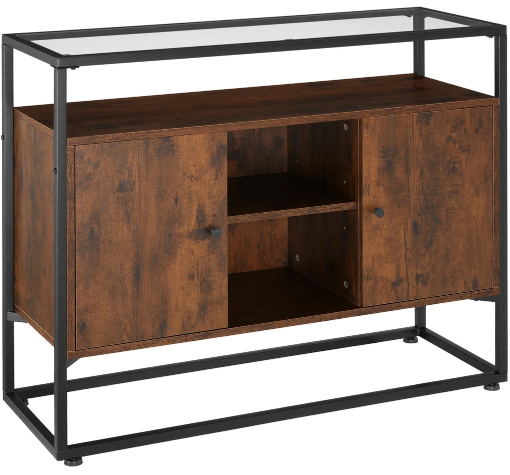 tectake 404684 komoda oldham 100x38x80,5cm - industriálne drevo tmavé, rustikálne