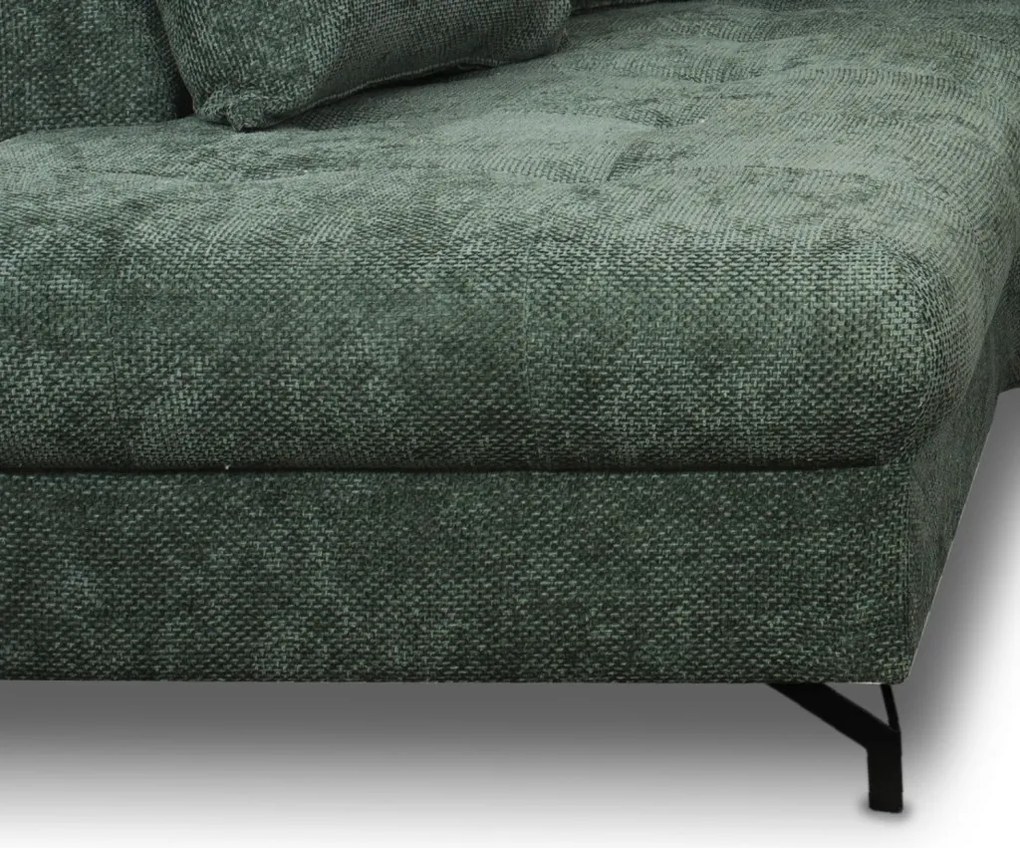 Rohová sedačka Kati, šedo-zelená látka, ľavý roh