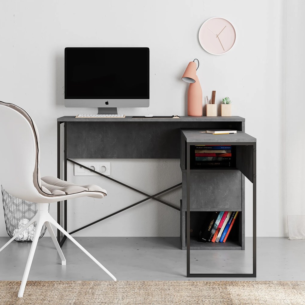 Pracovný stôl Houseland Badau Multi 2v1 retro sivý