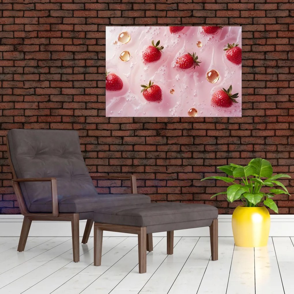 Obraz - Jahody v bublinách (90x60 cm)