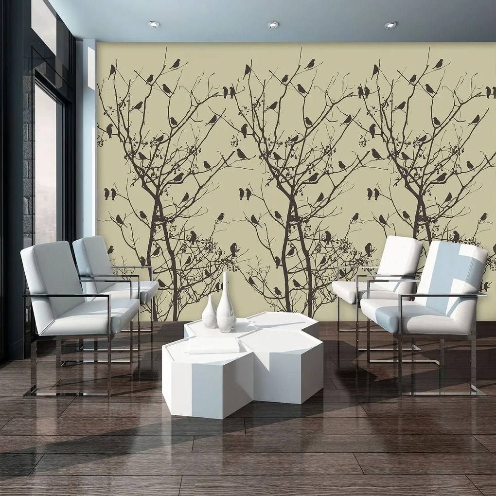 Fototapeta - Vtáky na strome (152,5x104 cm)