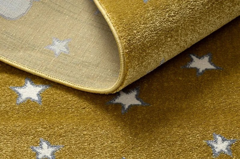 Dywany Łuszczów, Detský kusový koberec Petit Moon with clouds gold, 140x190, žltá, detská izba