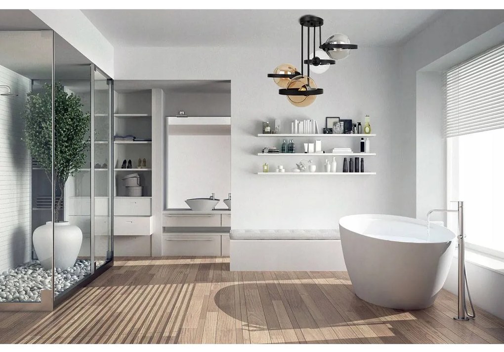 Stropné svietidlo Haga Ring, 4x sklenené tienidlo (mix 3 farieb), (výber z 3 farieb uchytenia)