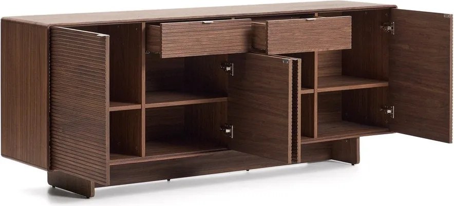 Tmavohnedá komoda v dekore orecha 194,5x78x45 cm Norlen – Kave Home