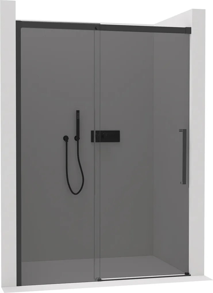CERANO - Sprchové posuvné dvere Lantono L/P - 8 mm - Soft-Close - čierna matná, grafitové sklo - 100x195, CER-8050BD7235