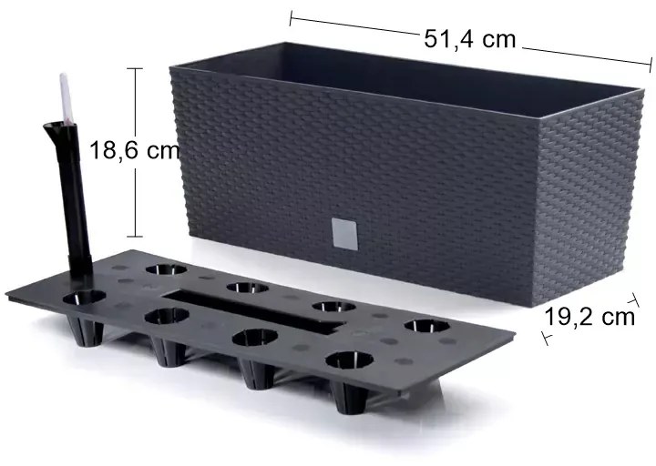 Samozavlažovací plastový kvetináč DRTC500 50 cm - antracit