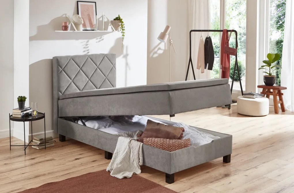 Posteľ Jeff 100x200 cm, šedá látka