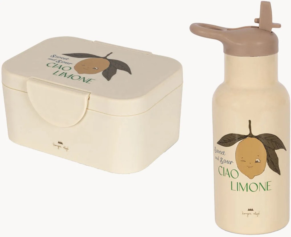 Detský obedár's fľašou Lemon, 2 ks