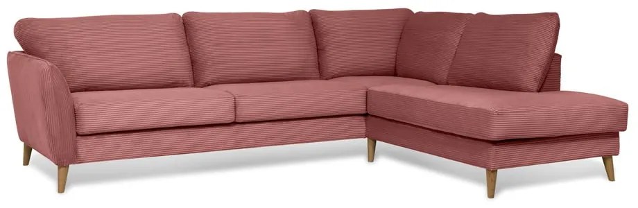 Ružová menčestrová rohová pohovka (pravý roh) Paris – Scandic