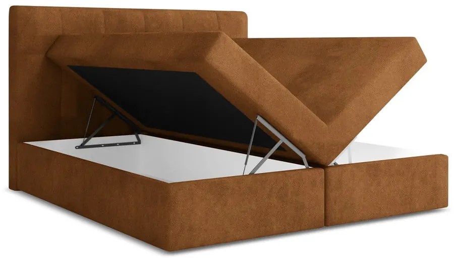 Terakotová boxspring posteľ s úložným priestorom 160x200 cm Palta – Makamii