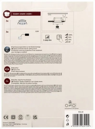 Paulmann 93410 - SADA 3xLED/6,5W IP44 Stmievateľné kúpeľňové svietidlo COLE 230V