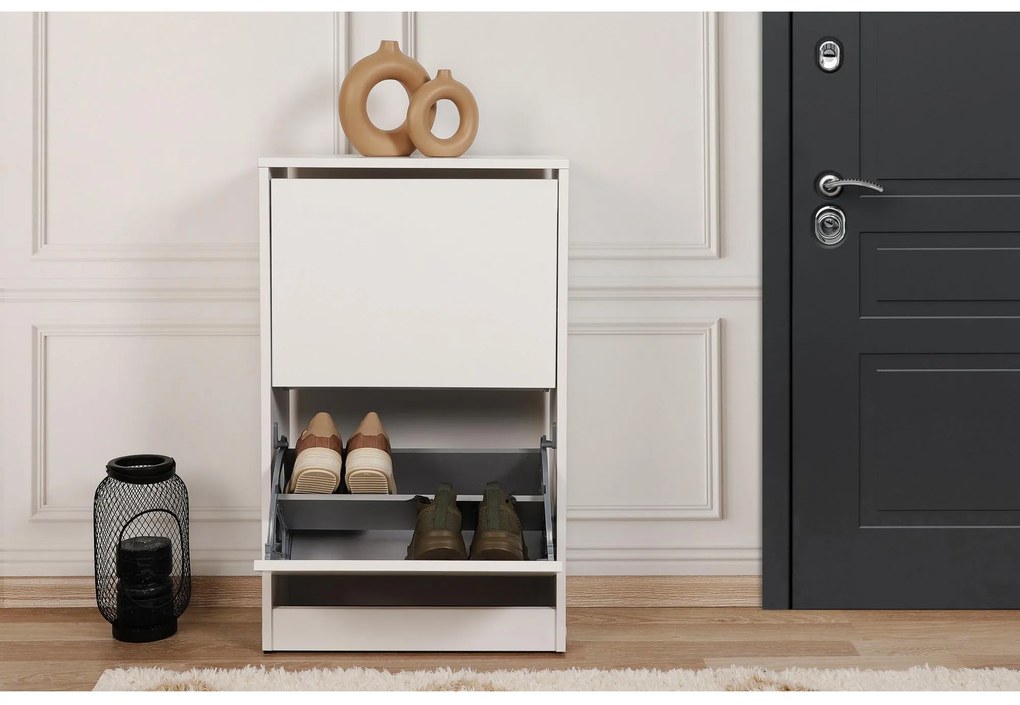 Botník (skrinka na topánky) Tosina 2 (biela). Akcia -15%. Vlastná spoľahlivá doprava až k Vám domov. 1094561