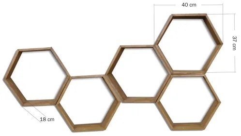 SADA 5x Nástenná polica 37x40 cm smrek