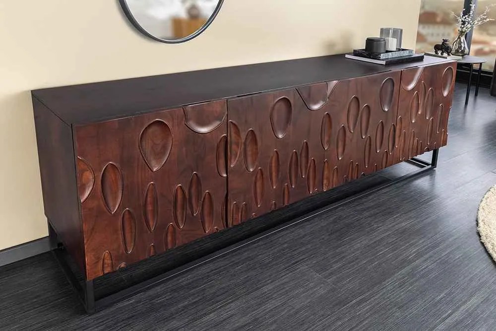 Dizajnová komoda Lameez 175 cm tmavohnedá akácia