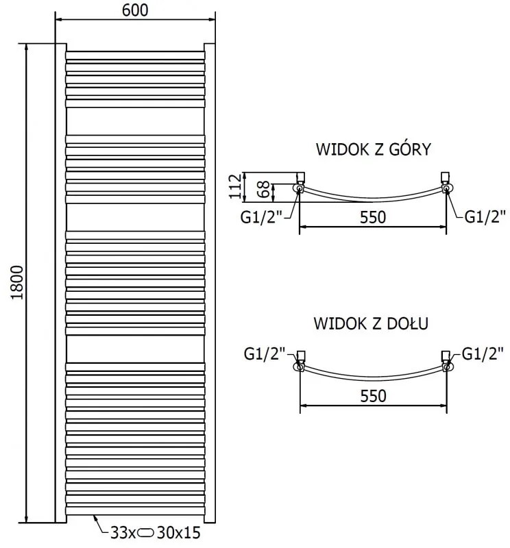 Mexen Helios, vykurovacie teleso 1800x600 mm, 786 W, zlatá lesklá, W103-1800-600-00-50