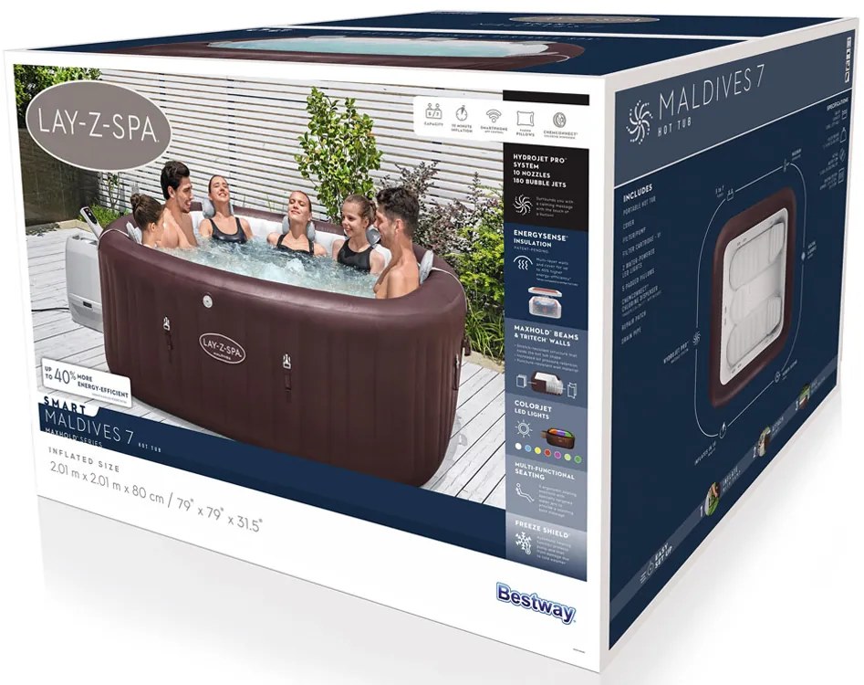 Vírivka Lay-z-Spa Maldives Pro7 2025 jacuzzi WiFi app LED pre 5-7 osôb Bestway 6001U