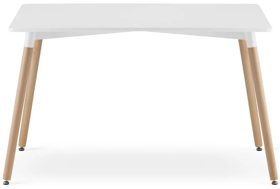 Jedálenská súprava 1 + 4, biely stôl ADRIA 120x80 cm + béžová stolička BALI MARK s bukovými nohami