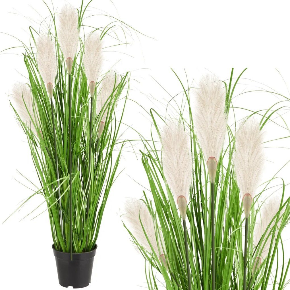 Umelá tráva Pamp v kvetináči 90 cm biela
