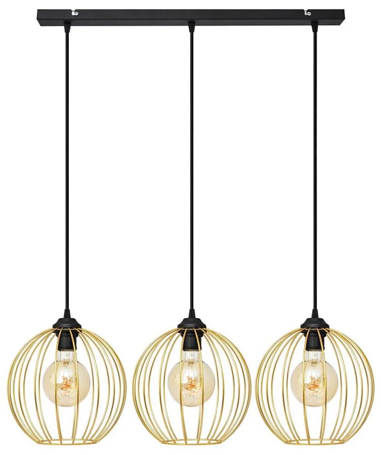Luster na lanku MERCURE 3xE27/15W/230V zlatá/čierna