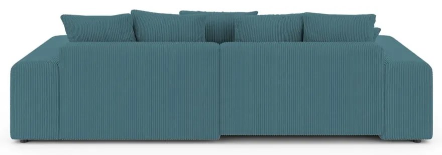 Tyrkysová menčestrová rozkladacia/s úložným priestorom rohová pohovka Luma – Ropez