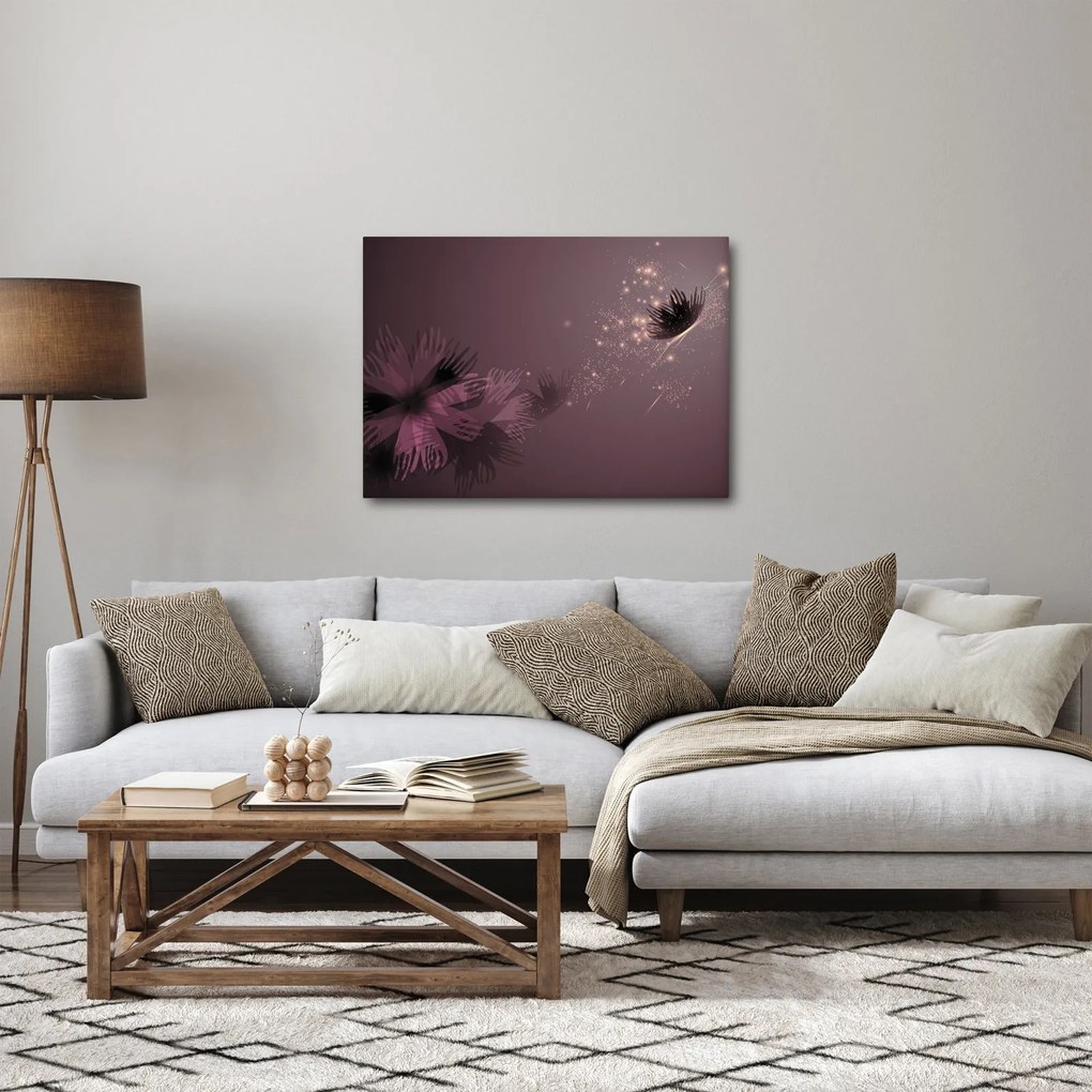 Obraz kvetu s motýľom (70x50 cm)