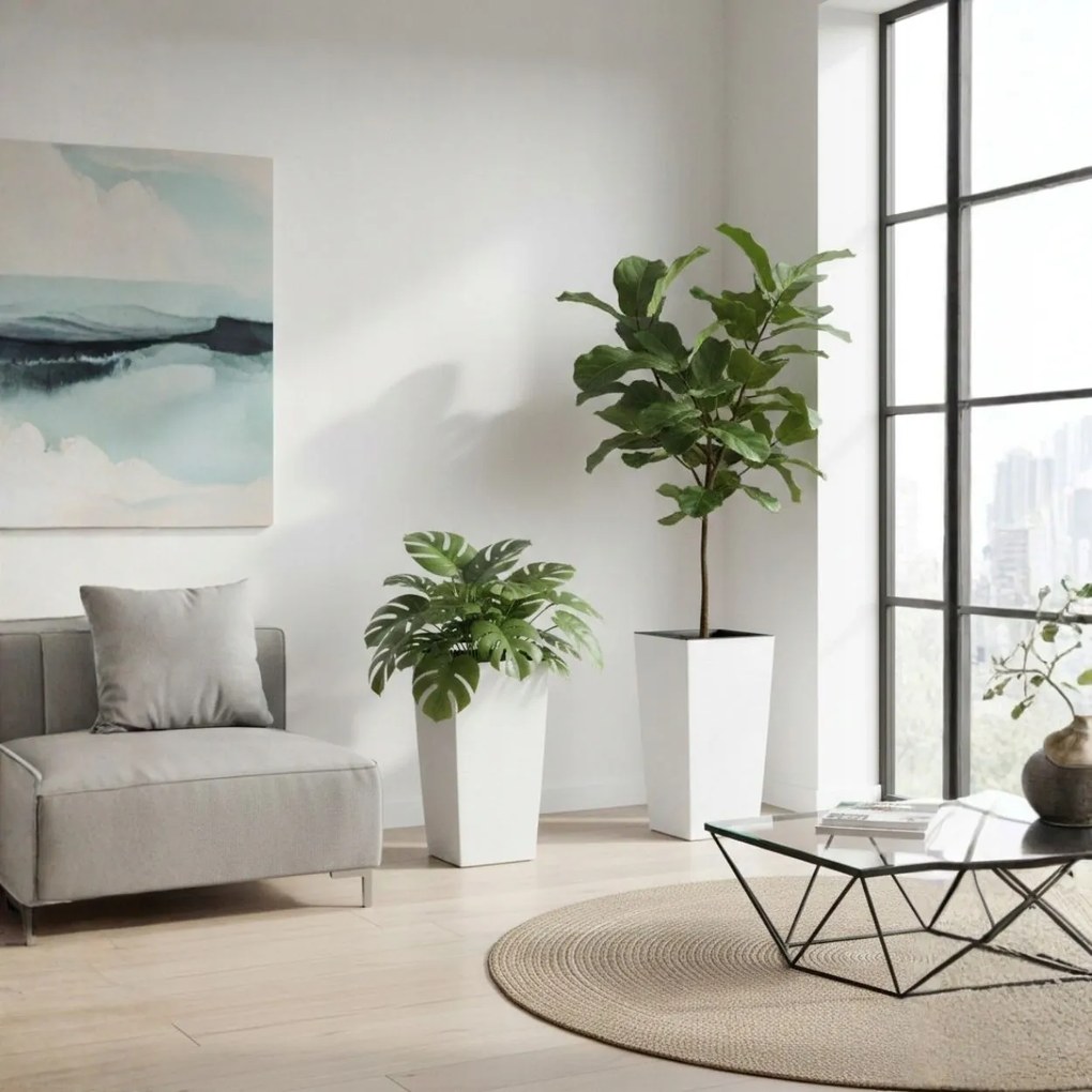 Sada 2 ks květináčů Porto Riflo 75x39,6/67,7x35 cm bílá