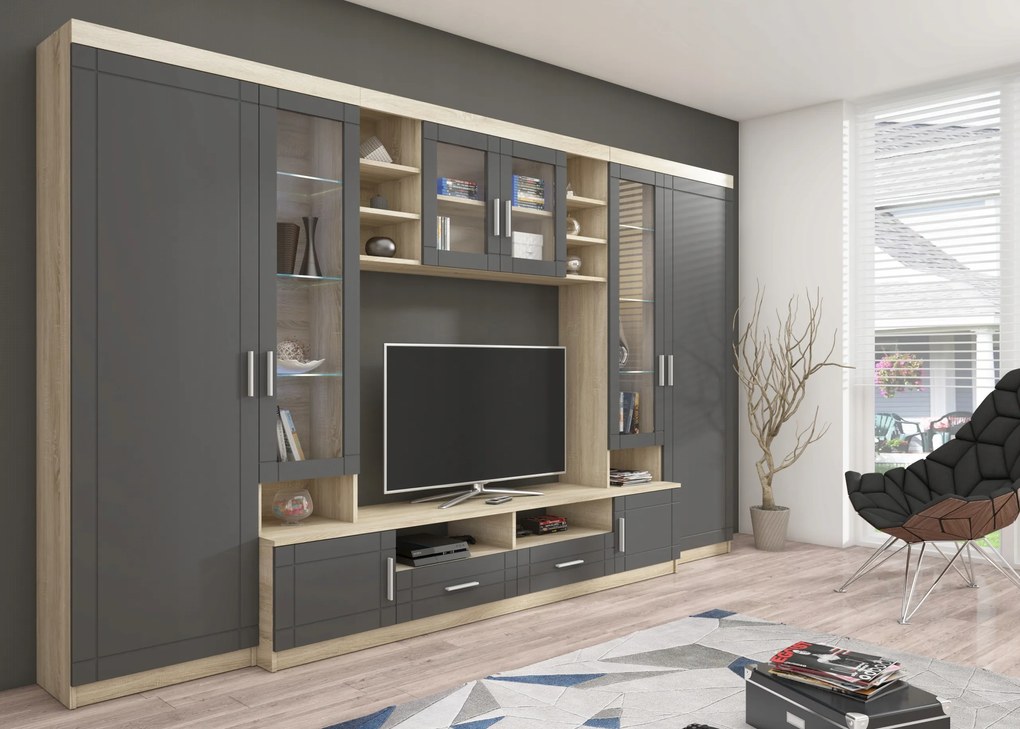 Klasická veľká Obývacia Stena Rtv Nábytok do obývacej izby Madrid Elegantná sada