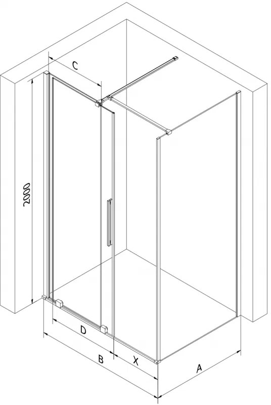 Mexen Velar, sprchový kút s posuvnými dverami 160 x 80 cm, 8mm šedé sklo, zlatá lesklá, 871-160-080-41-50