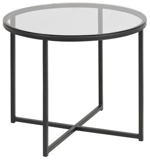 Odkladací stolík so sklenenou doskou Actona Cross, ⌀ 55 cm