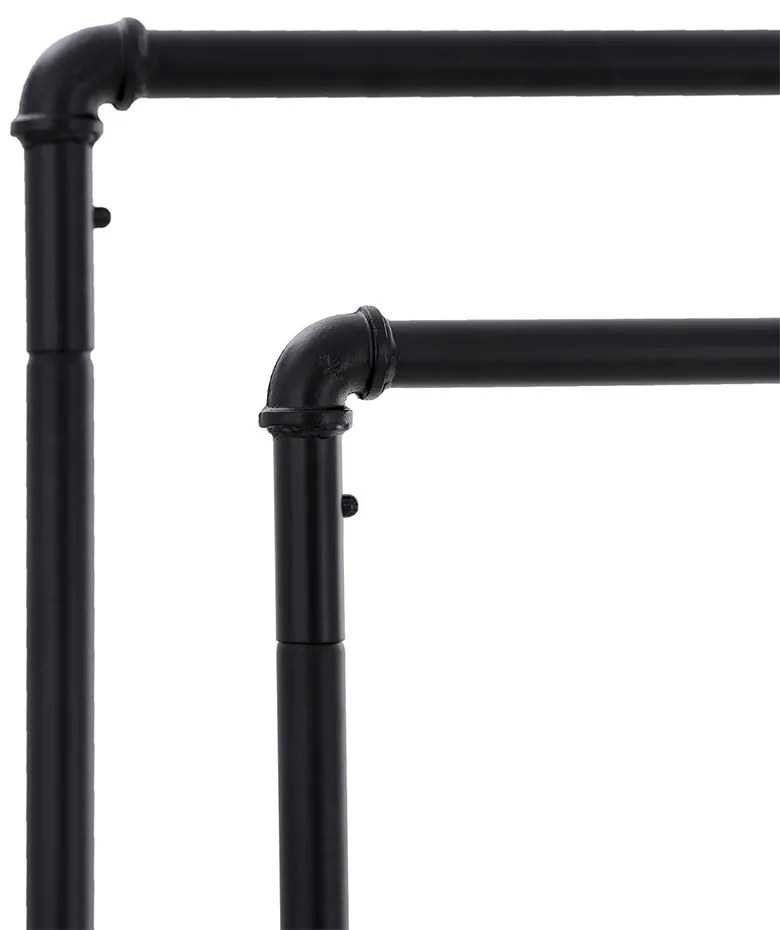 Dvojitý pojazdný stojan na oblečenie, čierny