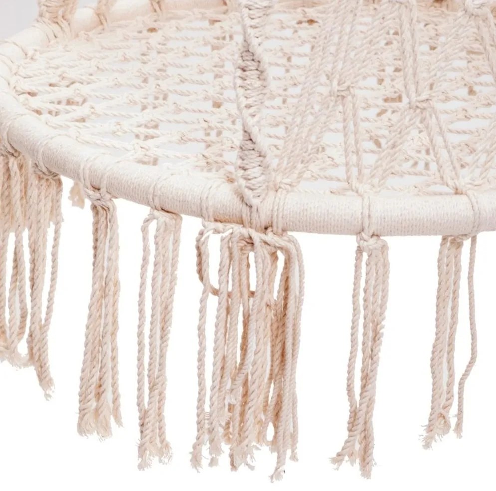 Závesné hojdacie kreslo Macramé, biela