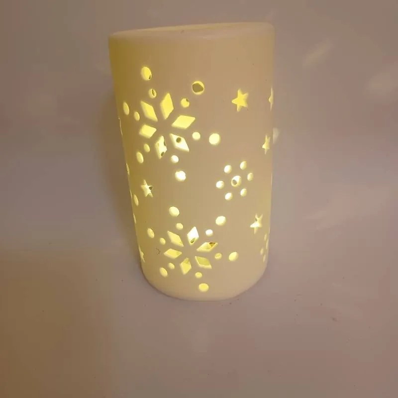 DECOLED Keramický svícen, 7,5 x 12,5 cm, teple bílá