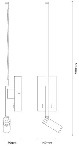 LED nástenné svietidlo TORCH LED/6W/230V + LED/3W čierna