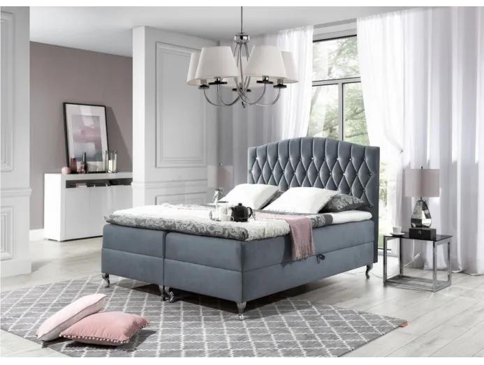 Elegantná posteľ 180x200 PEGGY - sivá + topper ZDARMA