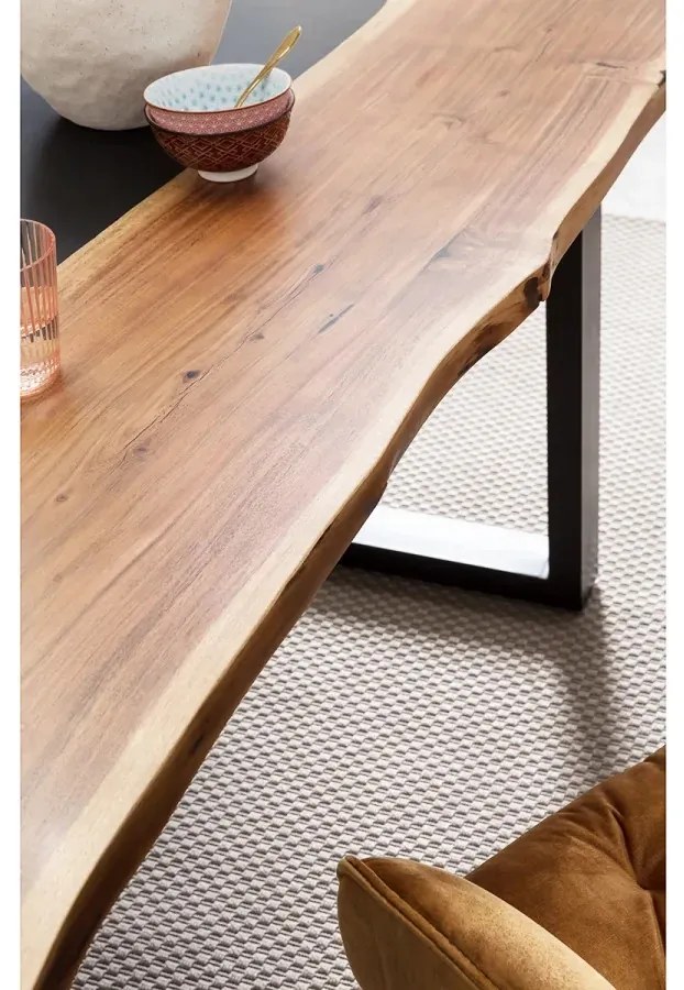 furniture-nabytek.cz - Masívny jedálenský stôl Black River z akácie, lakovaný, prírodný/čierny – 170×90×75 cm
