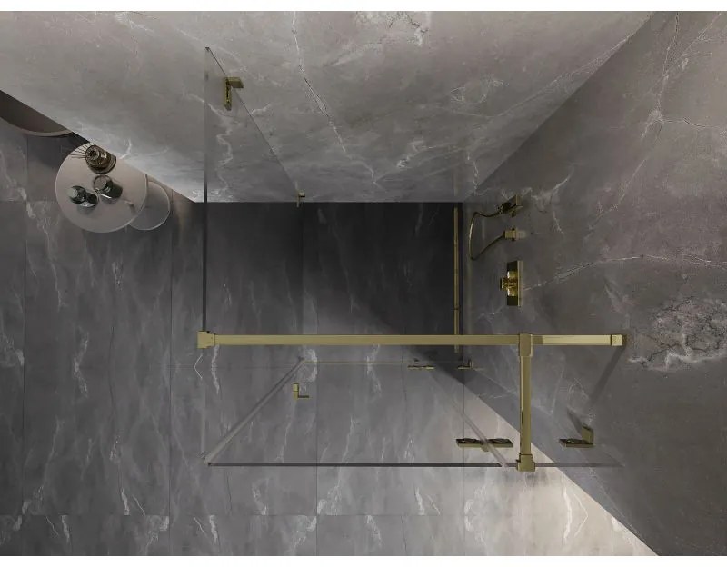 Mexen Lunar T, sklopný sprchový kút pravý 110 x 110 cm, 8mm číre sklo, zlatý profil, 834T-110-110-50-00-P