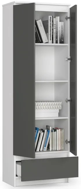 Uzavretý regál R60 2D 1SZ CLP biely / sivý