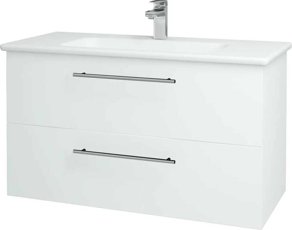Dřevojas - Koupelnová skříň GIO SZZ2 100 - N01 Bílá lesk / Úchytka T02 / L01 Bílá vysoký lesk (130770B)