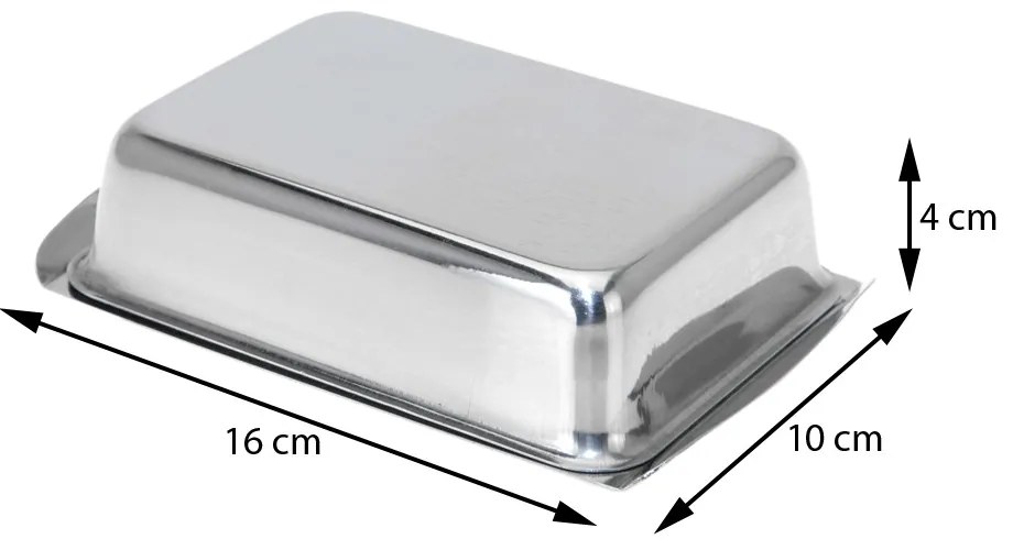 Kovová maselnička Chrome, 16x10x4 cm