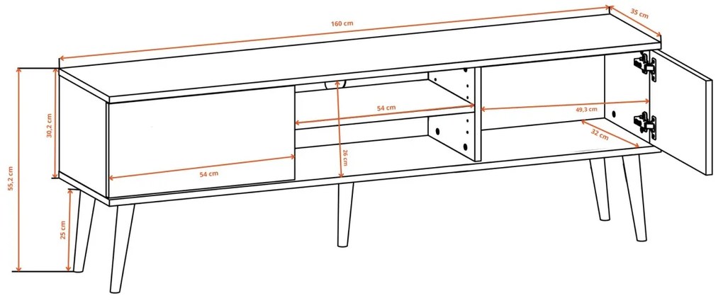 TV stolek TORONTO 160 cm dub artisan